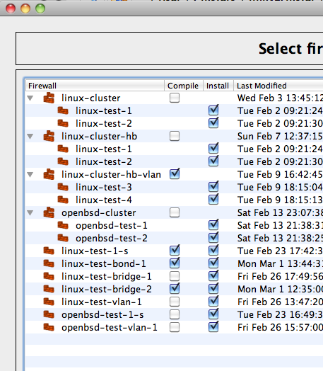 Compiling all cluster and firewall objects