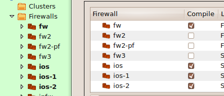 Uncompiled firewalls are in bold