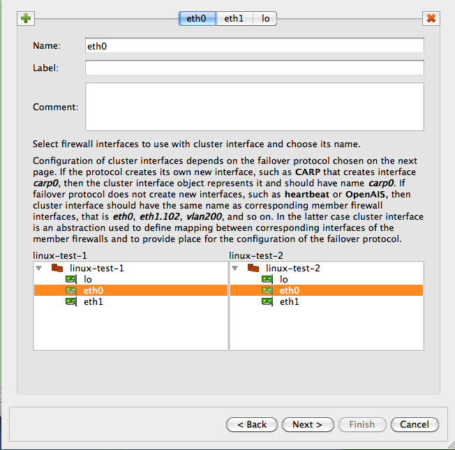 Arranging Cluster Interfaces