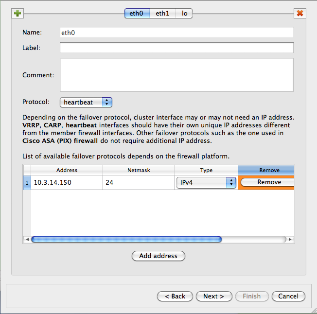 Configuring the IP Addresses of the Cluster Interfaces