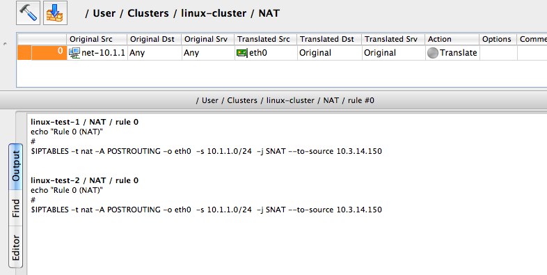 NAT Rule for the Cluster