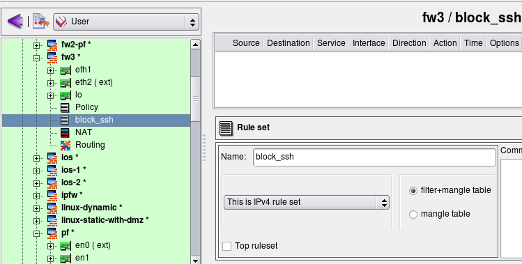 Creating a "block_ssh" Rule Set