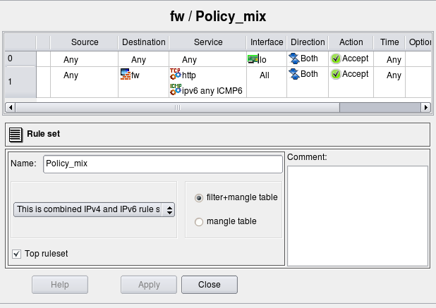 Mixed IPv4/IPv6 Rule Set Parameters