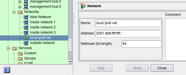 The IPv6 Network Object Name and Address