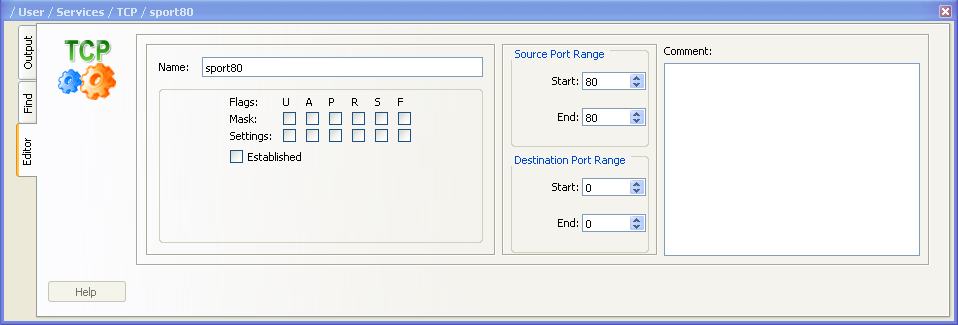 TCP Service to Match Source Port 80