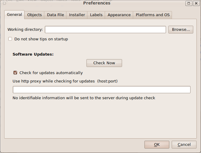 The GUI Preferences Dialog