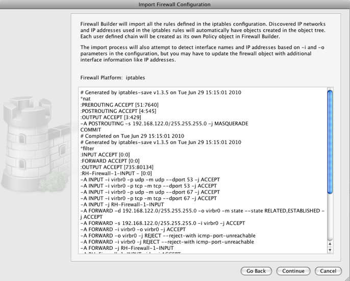 Import Firewall Wizard - Configuration Preview
