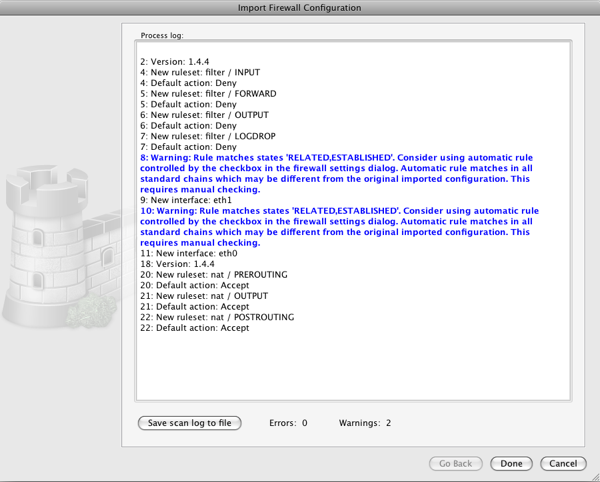 Import Log with Status and Warning/Error Messages