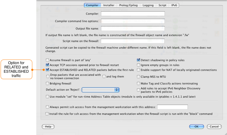 Firewall Settings Option for Controlling RELATED and ESTABLISHED Traffic