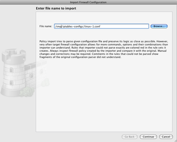 Select File containing iptables-save data