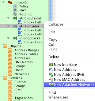 Adding Attached Network Object to Interface eth1