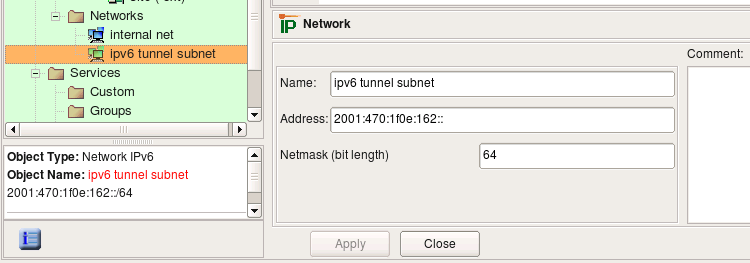 IPv6 Network Object