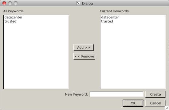 Keywords Dialog After Creating Some Keywords