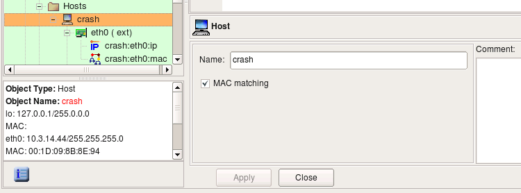 The Host Object with Address and Physical Address